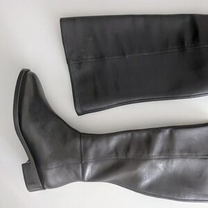 Black Leather Knee-High Boots HAILIE